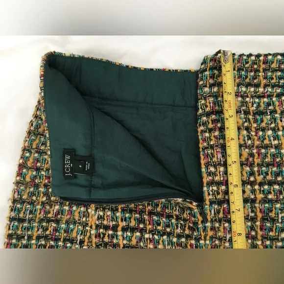 EUC Jcrew multicolored wool mini shirt with gold zippers, fully lined, back zip. - Picture 5 of 9